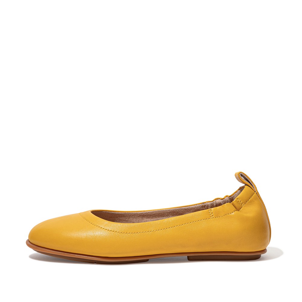 Fitflop Womens Ballet Flats - Allegro Soft Leather - Yellow - 617-RAMGZD